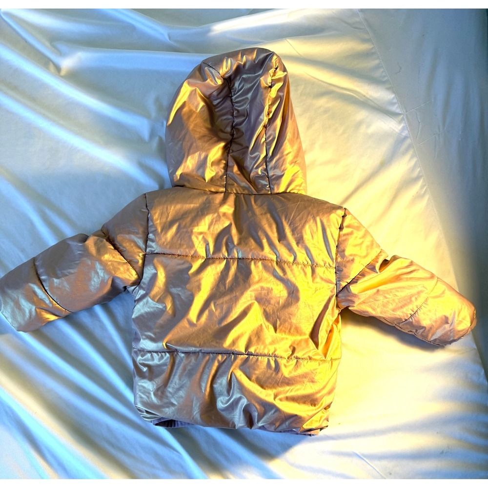 Swiss Tech Toddler Girls Metallic Rose Gold Puffer Jacket Sherpa Lined Size 2T - Picture 2 of 4